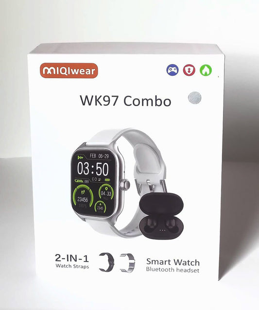 🎯 Combo WK97: Reloj Inteligente + Auriculares Bluetooth ⌚