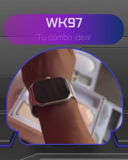 🎯 Combo WK97: Reloj Inteligente + Auriculares Bluetooth ⌚